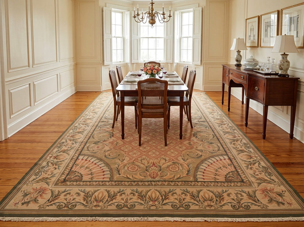 9x13 Blush, Sage, Tan Color Hand Knotted Soumak Wool Traditional Oriental Rug