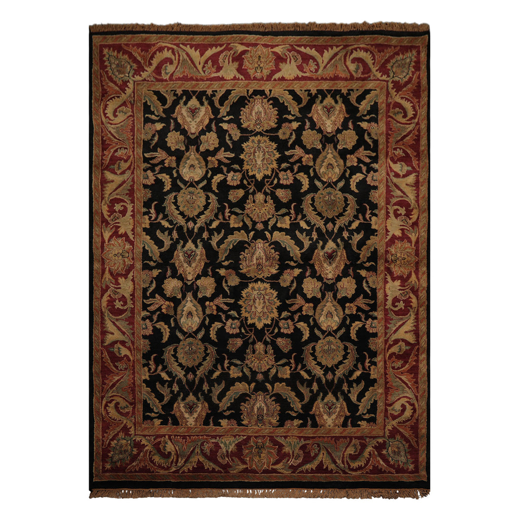 9x12 Charcoal, Rose, Sage Color Hand Knotted Agra wool Traditional Oriental Rug