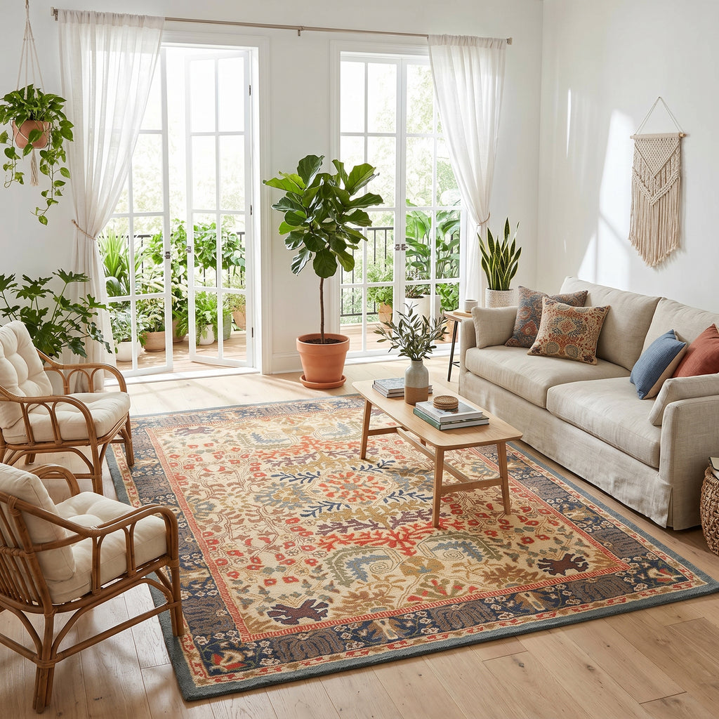 Multi Sizes Beige Handmade Transitional Arts & Craft 100% Wool Oriental Area Rug