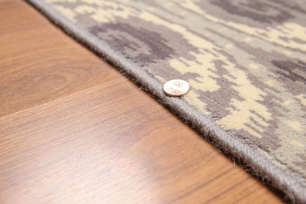 5x7 Gray, Ivory, Warm Grey Color Hand Knotted All-Over 100% Wool Contemporary Oriental Rug