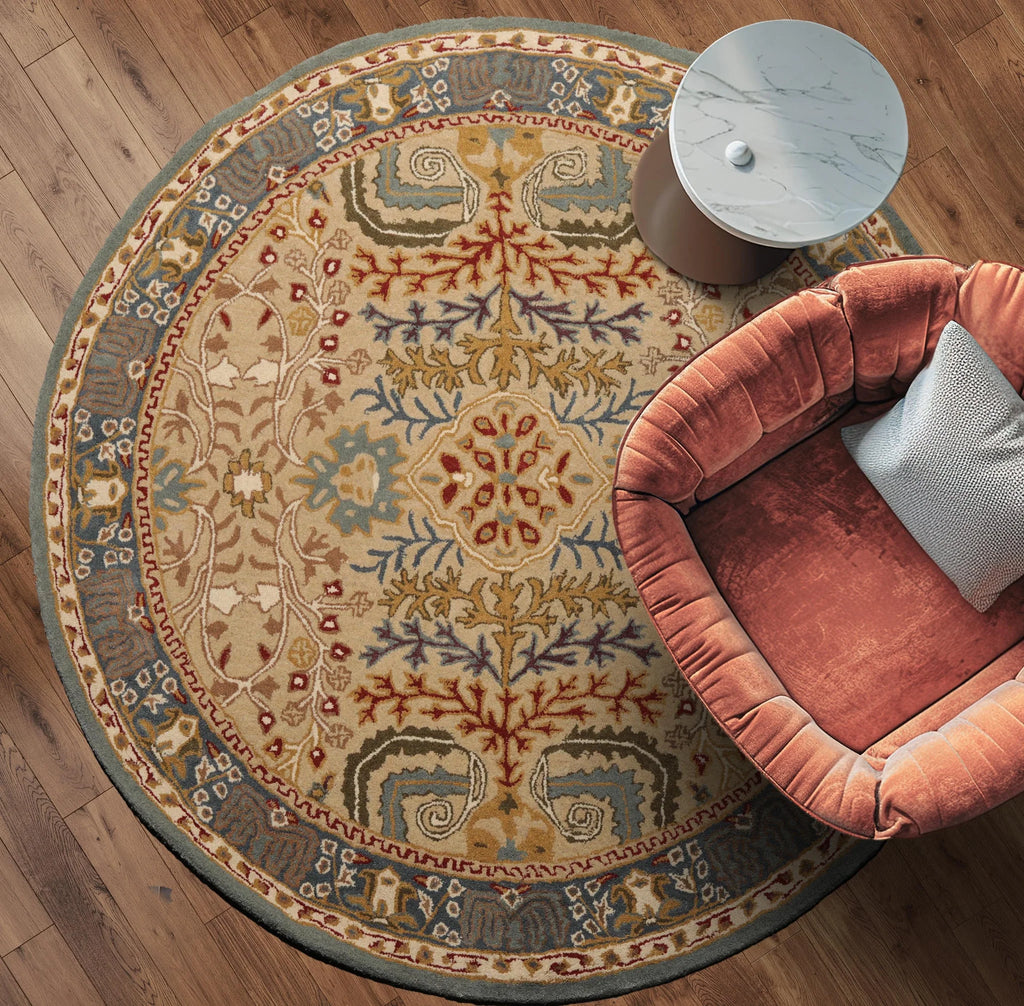 LoomBloom Multi Sizes Beige Handmade 100% Wool Arts & Craft Transitional Oriental Area Rug